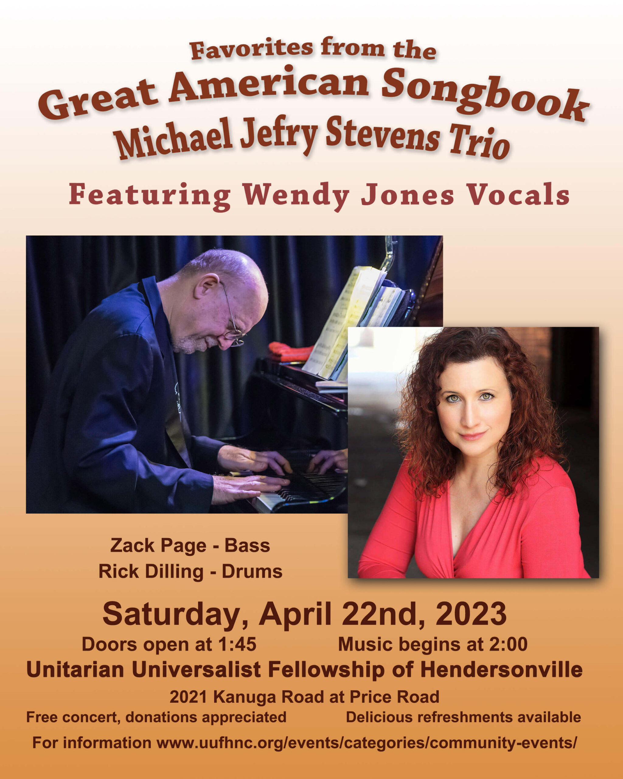 Concert: Michael Jefry Stevens Trio - UU Fellowship of Hendersonville